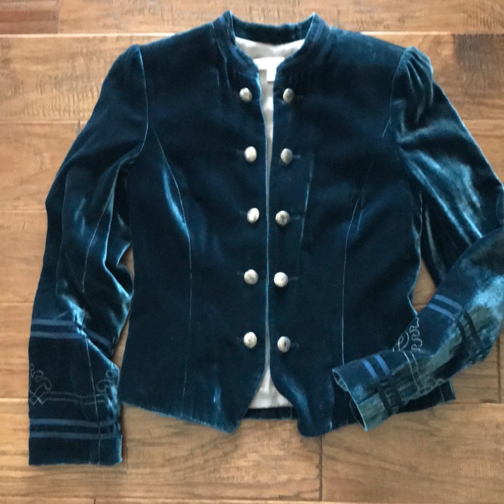 Velvet jacket Deep teal blue silk blend